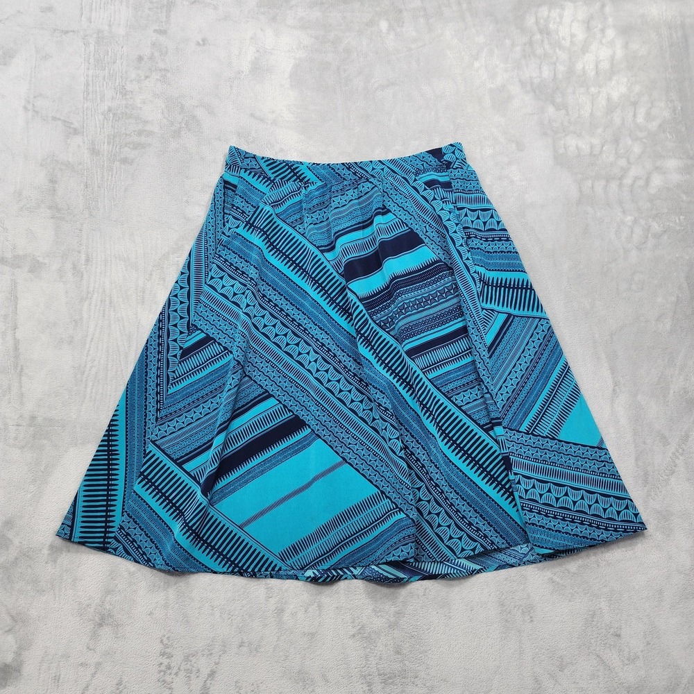 Old Navy Skirt Womens M Blue Geometric A-Line Layered Pull On Midi Casual Tribal